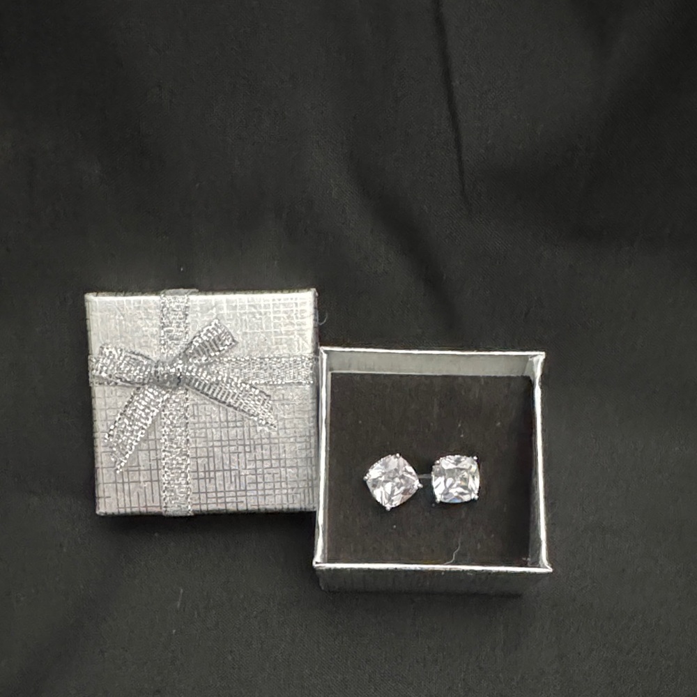 Silver Cubic Zirconia Stud Earrings - Sparkling Clear Silver